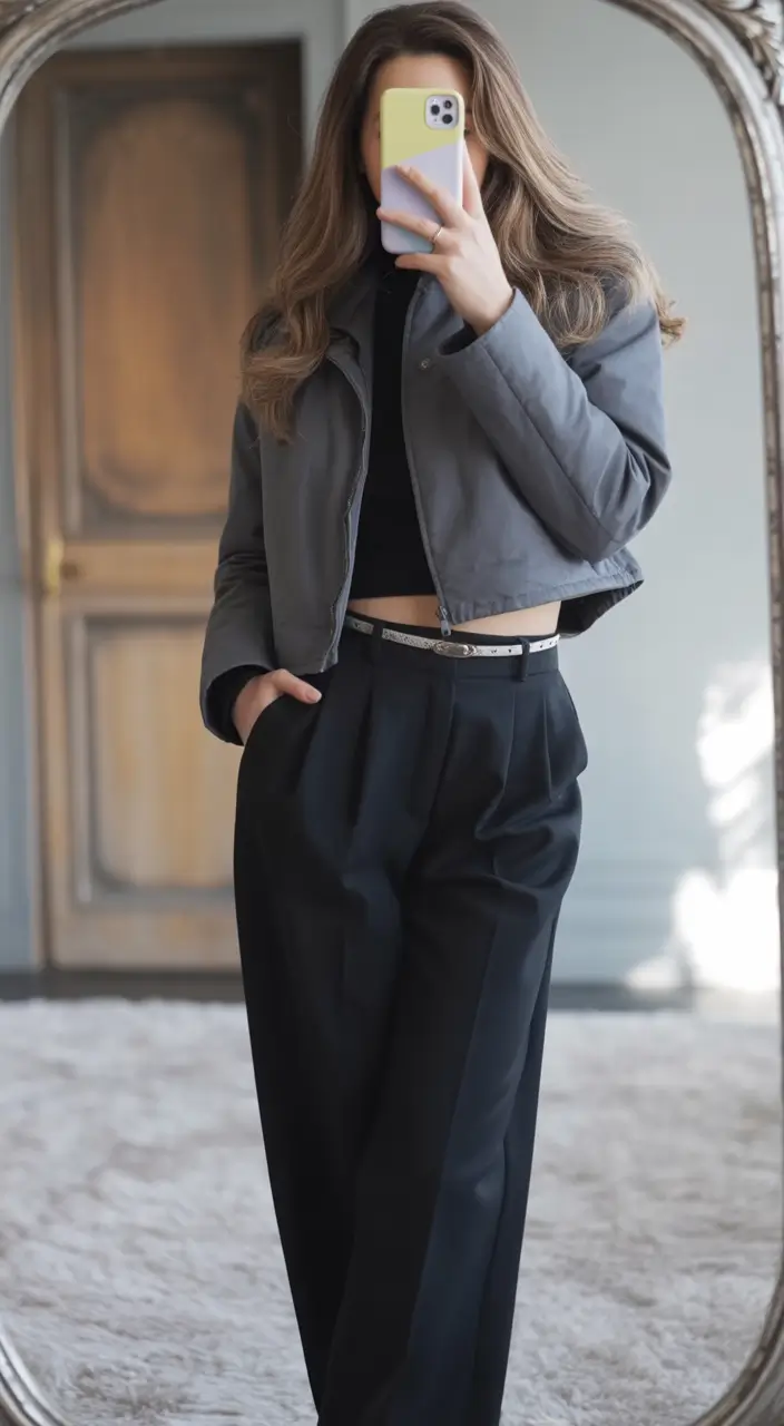 Work Outfits for Women: Winter 2025 - 2026 Gray Cropped Jacket Minimalism