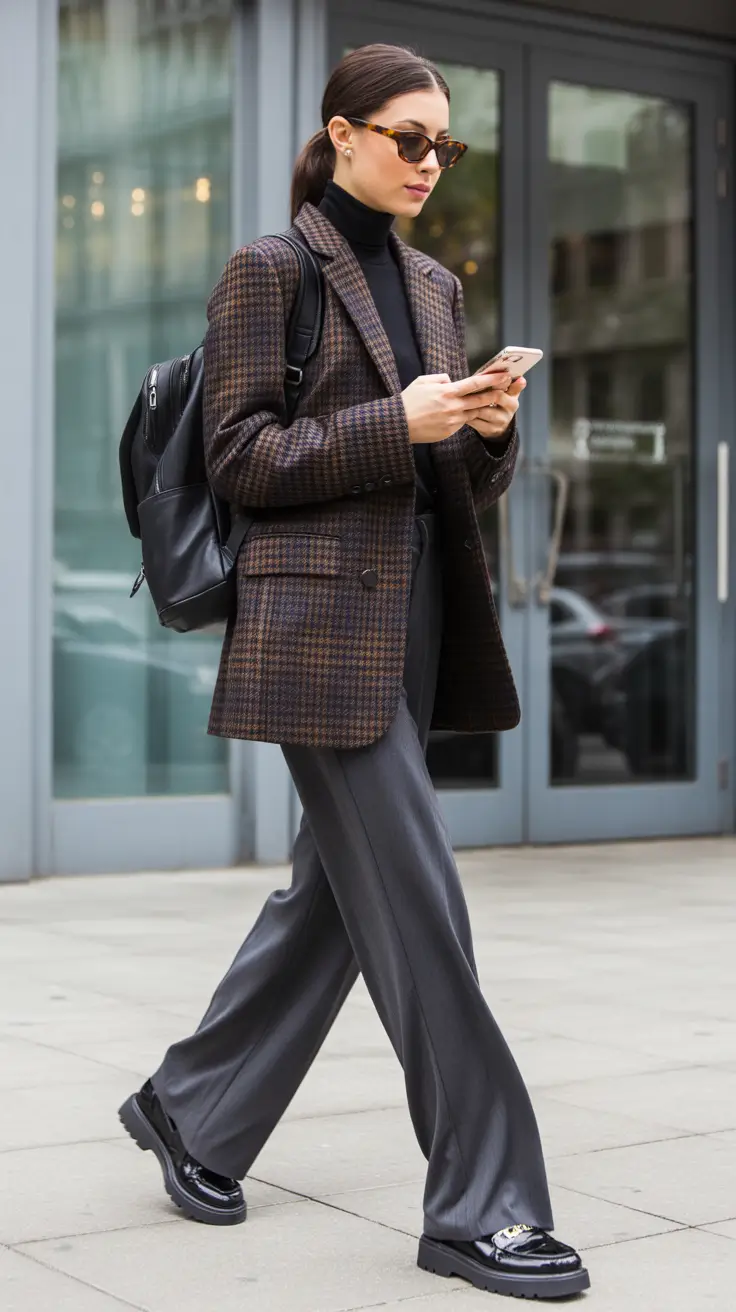 Work Outfits for Women: Winter 2025 - 2026 Relaxed Checks and Wide-Leg Comfort
