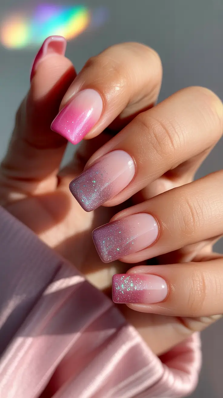 Acrylic Nail Trends Winter 2025-2026 Frosted Pink Gradient