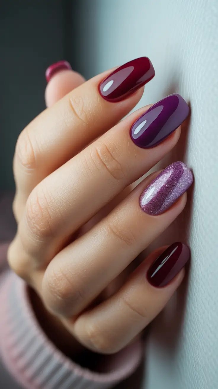 Acrylic Nail Trends Winter 2025-2026 Velvet Red & Wine Gradient