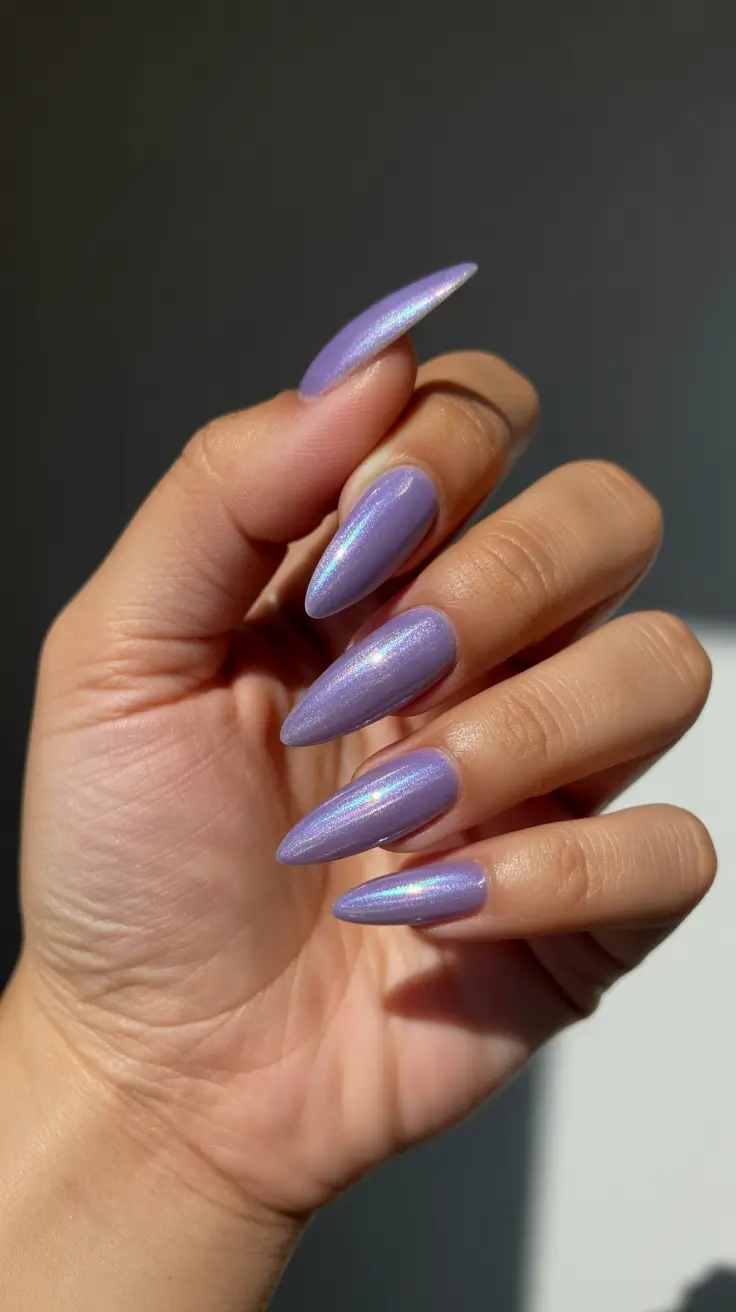 Best Acrylic Nails Christmas 2025 Frosted Lavender Shimmer