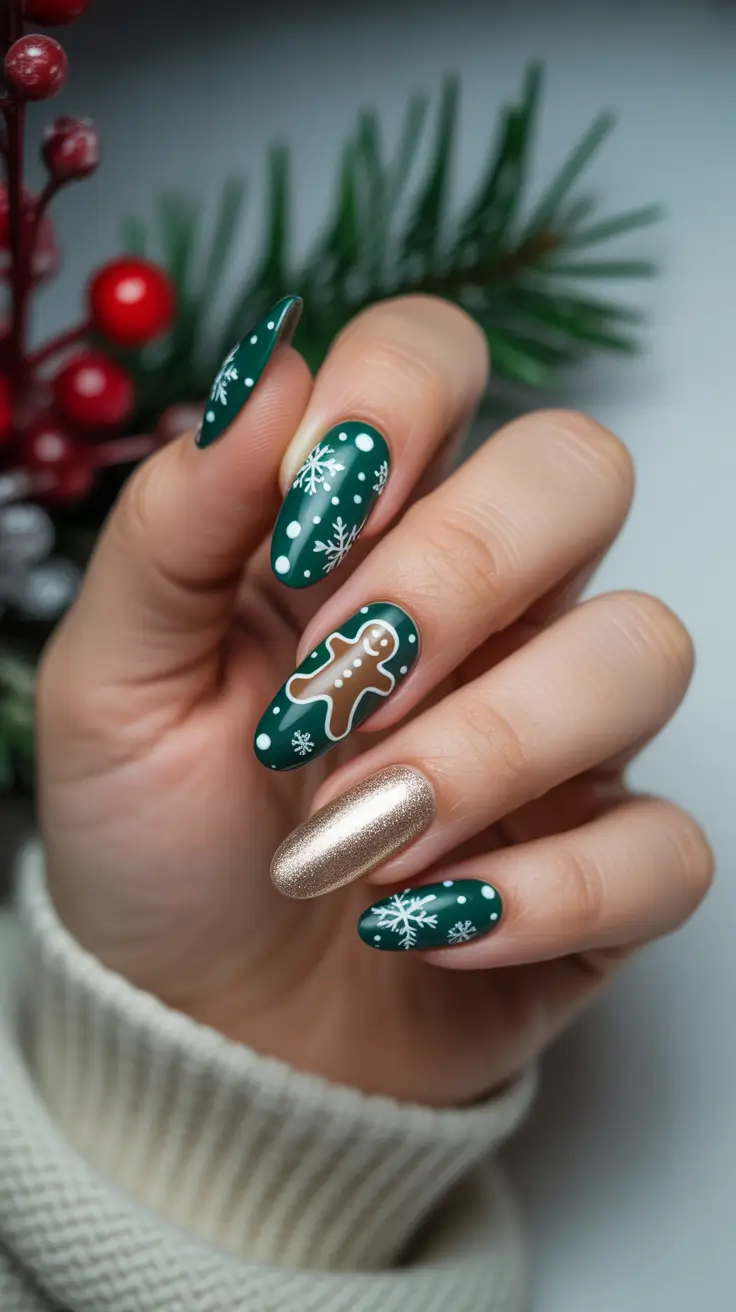 Best Acrylic Nails Christmas 2025 Gingerbread Green Whimsy