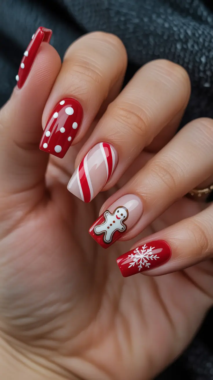 Best Acrylic Nails Christmas 2025 Classic Candy Cane Delight