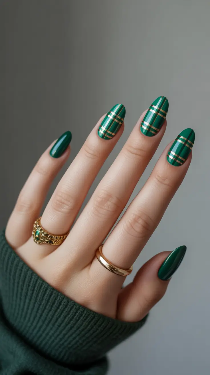 Best Acrylic Nails Christmas 2025 Emerald Plaid Perfection