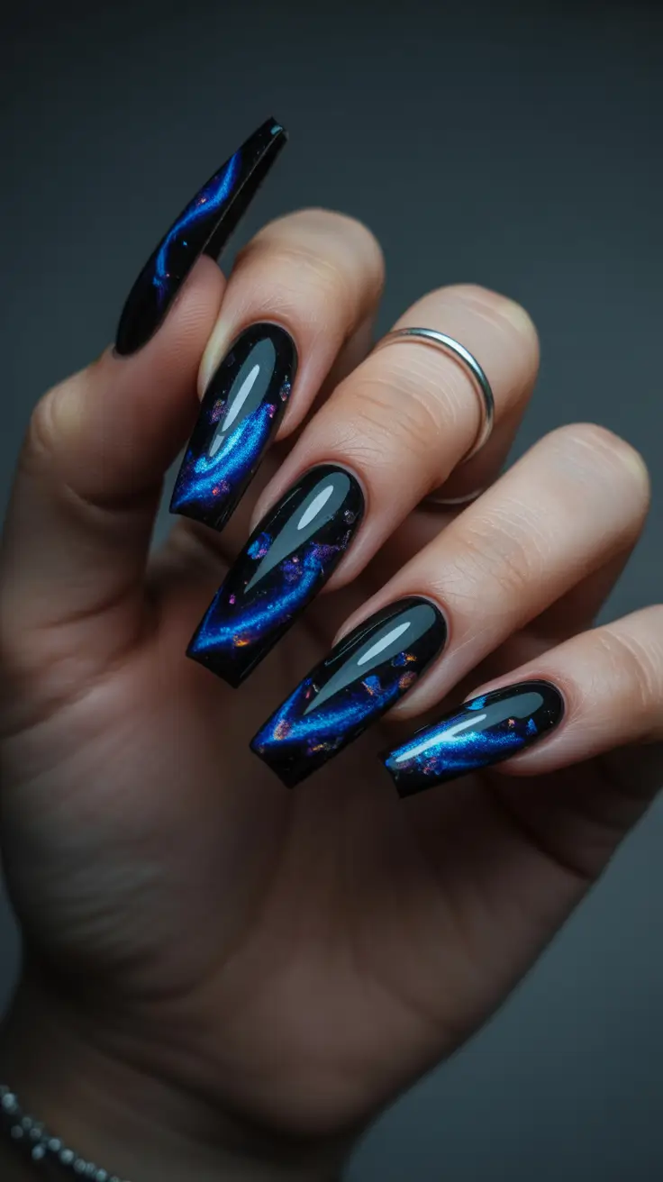 Best Acrylic Nails Christmas 2025 Starry Night Galaxy