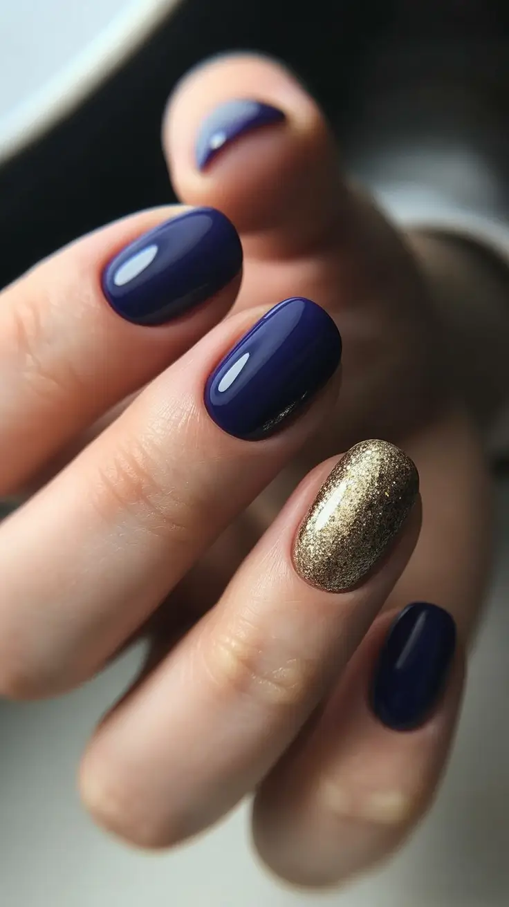Best Acrylic Nails Christmas 2025 Royal Blue and Gold Touch