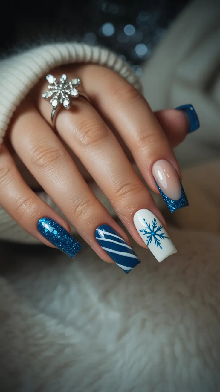 Best Acrylic Nails Christmas 2025 Snowflake Fantasy