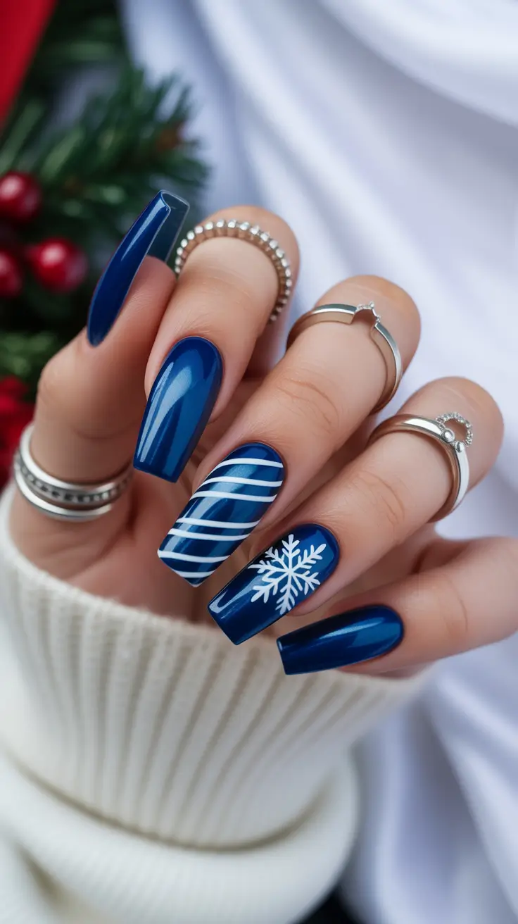 Best Blue Nails Christmas 2025 Nordic Winter Magic