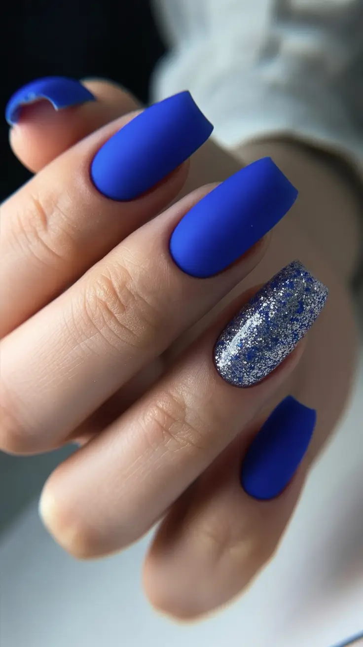 Best Blue Nails Christmas 2025 Matte Arctic Glow