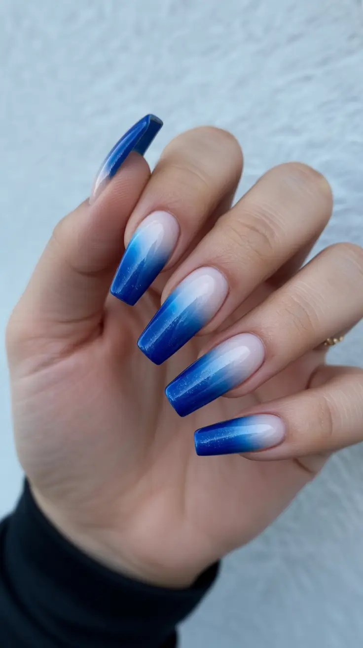 Best Blue Nails Christmas 2025 Frosty Ombre Perfection