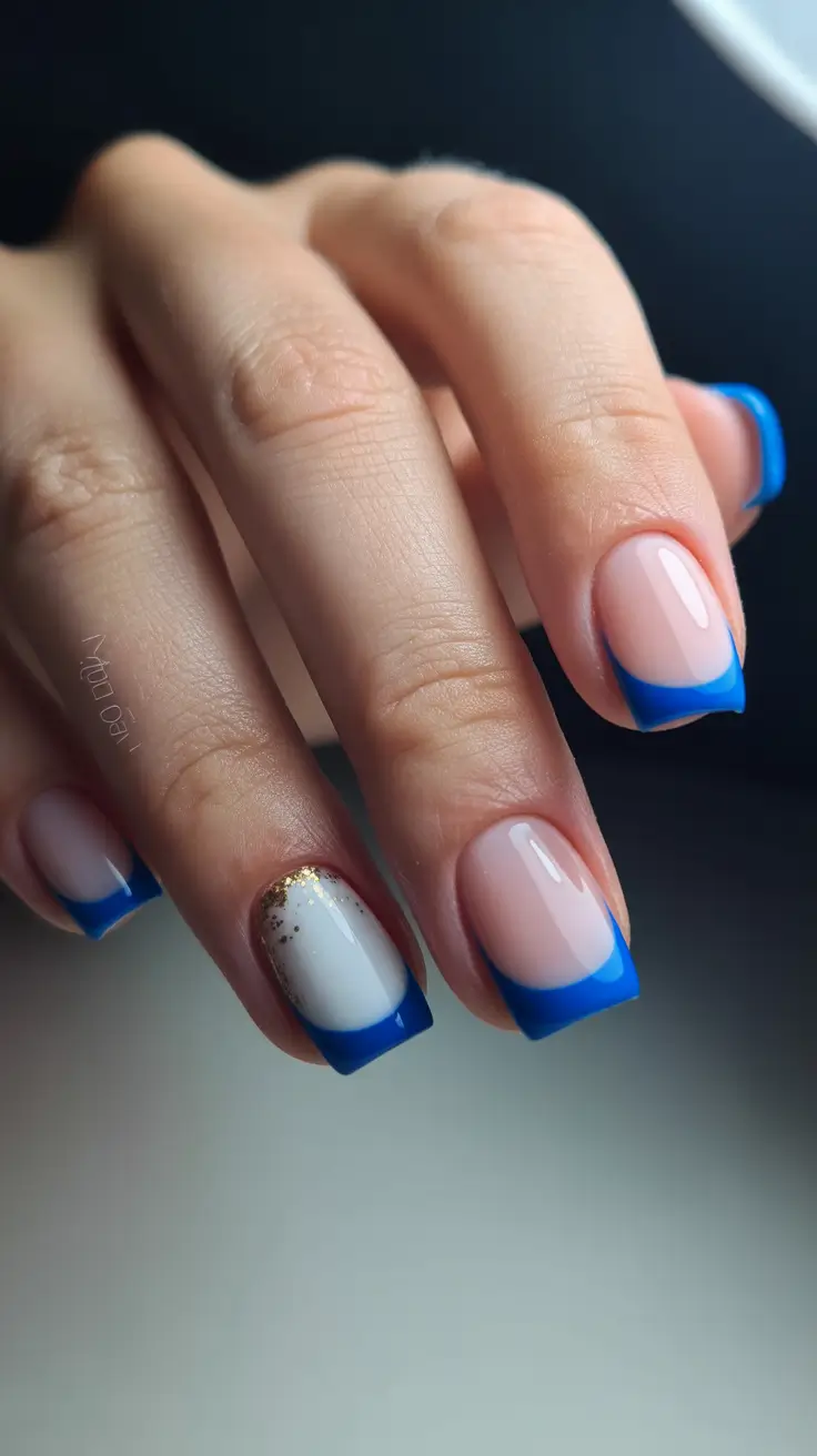 Best Blue Nails Christmas 2025 Blue French Luxe