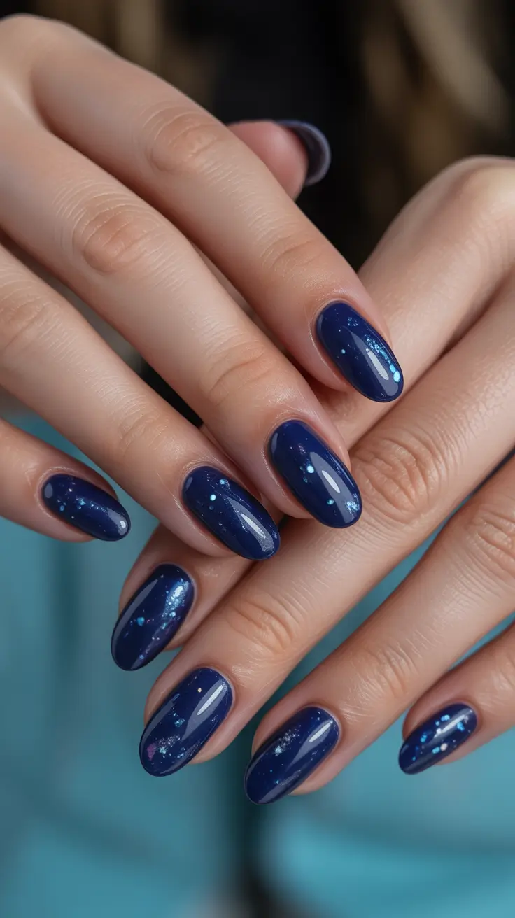 Best Blue Nails Christmas 2025 Starlit Galaxy