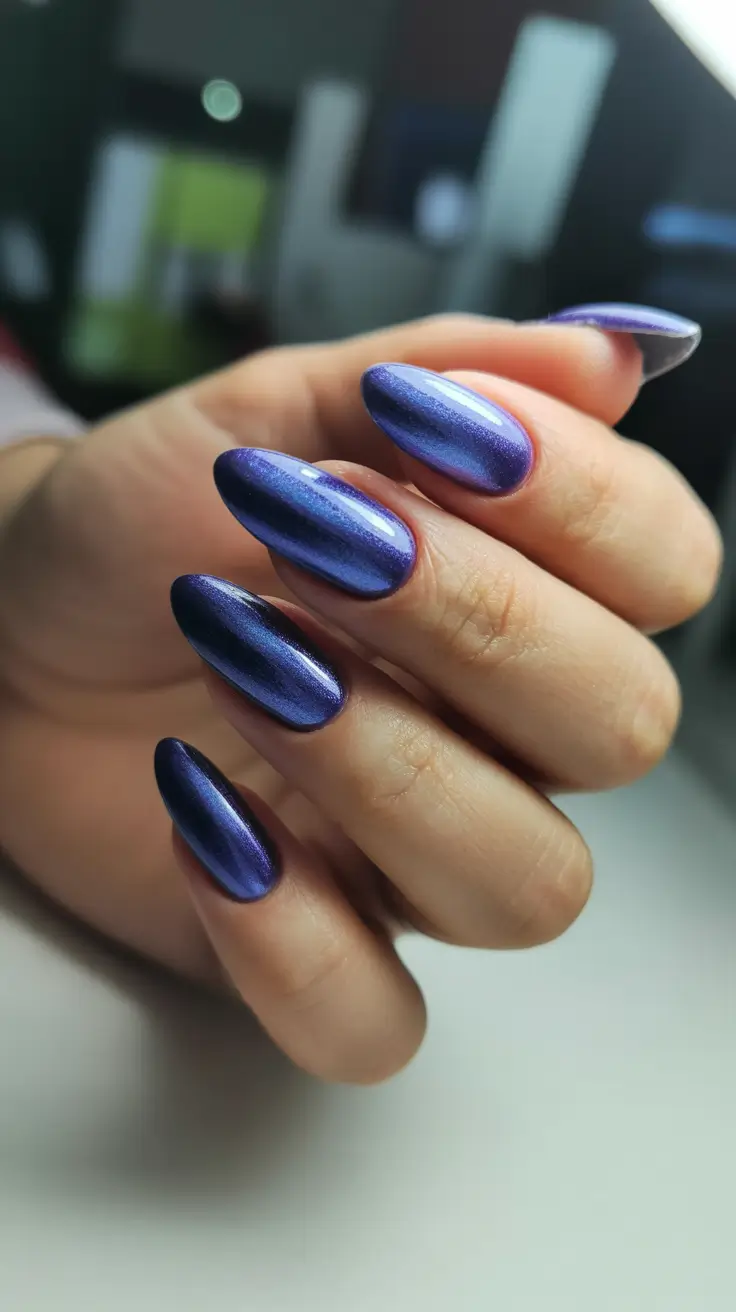 Best Nail Art for Christmas 2025 Iridescent Violet Shine