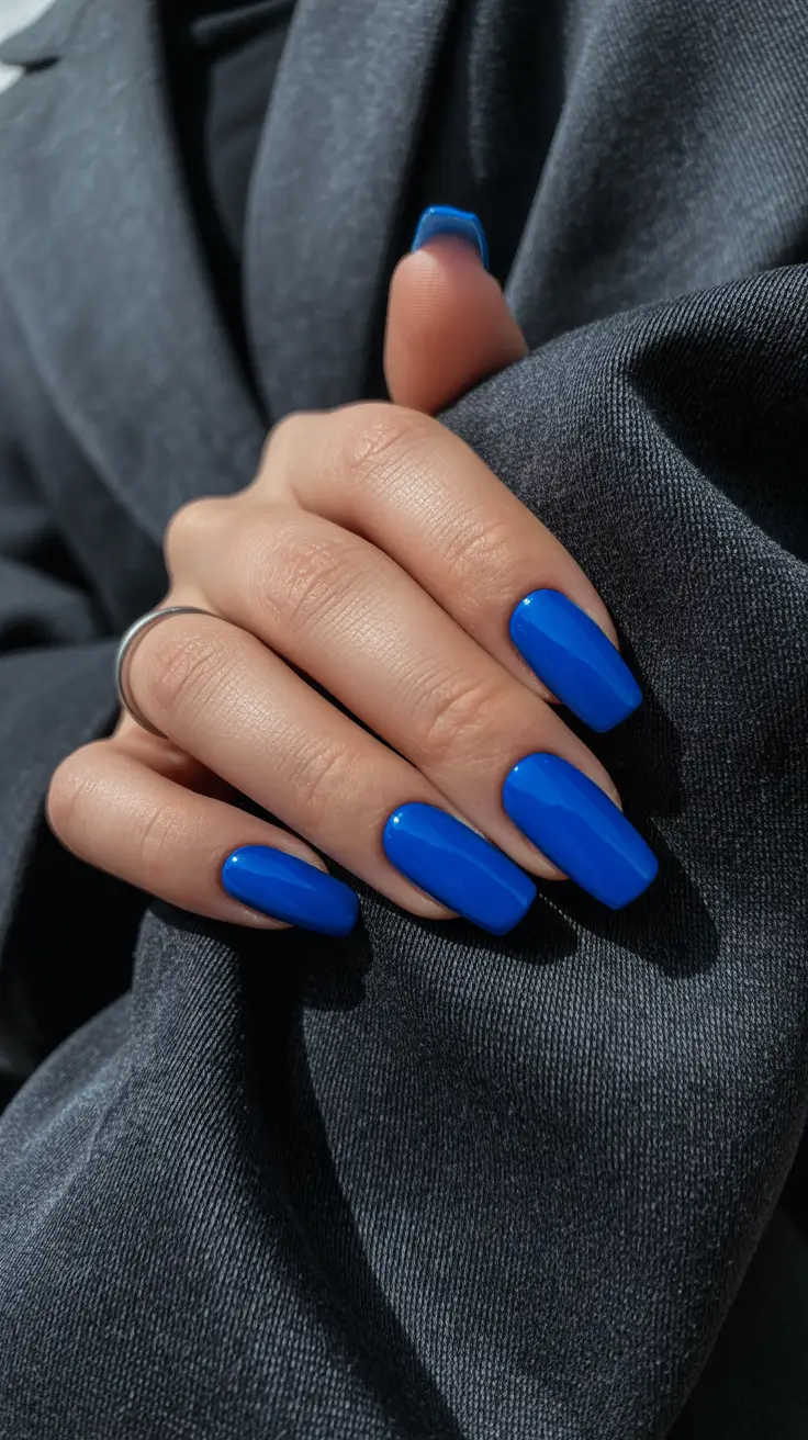 Best Nail Art for Christmas 2025 Royal Blue Boldness