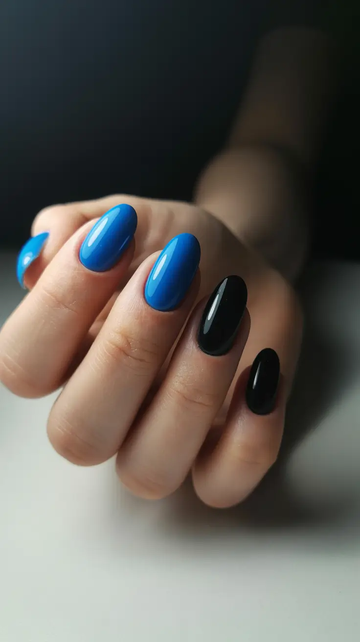 Best Nail Art for Christmas 2025 Midnight Blue and Black Elegance