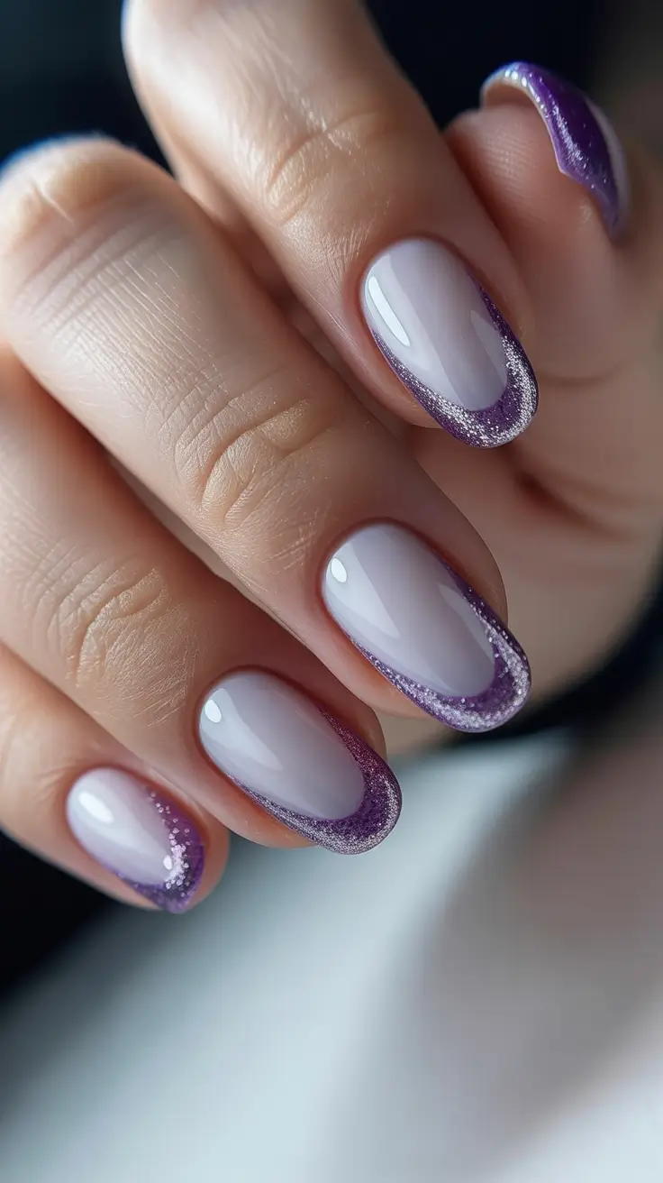 Best Nail Art for Christmas 2025 Frosted French with Lavender Twinkle