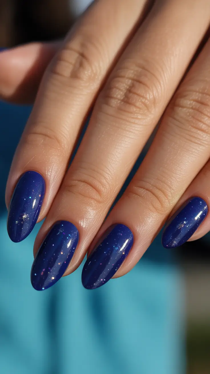 Best Nail Art for Christmas 2025 Cosmic Blue Holiday Sky