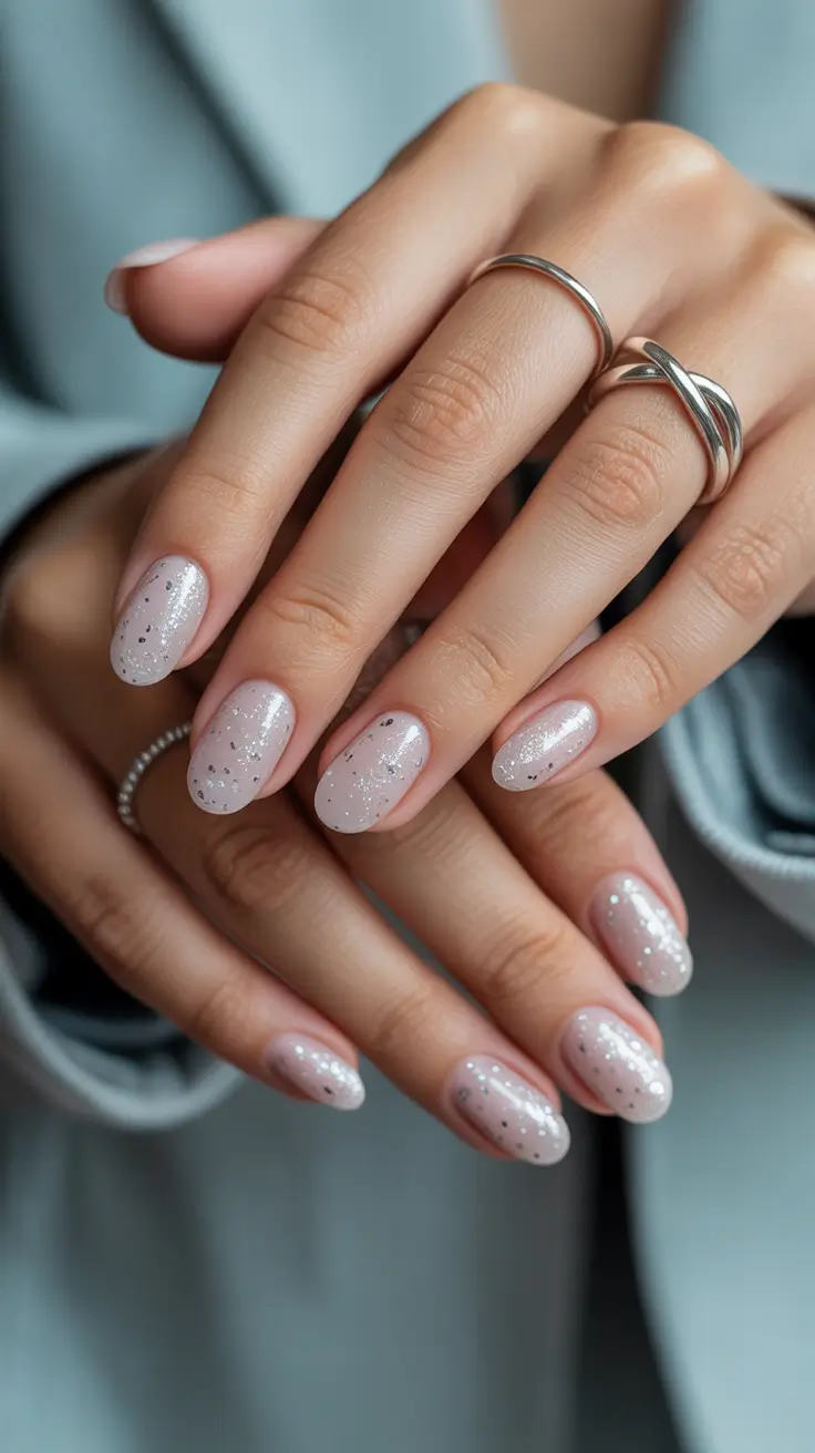 Best Simple Winter Nail Looks 2025-2026 Silver Dust Minimalism