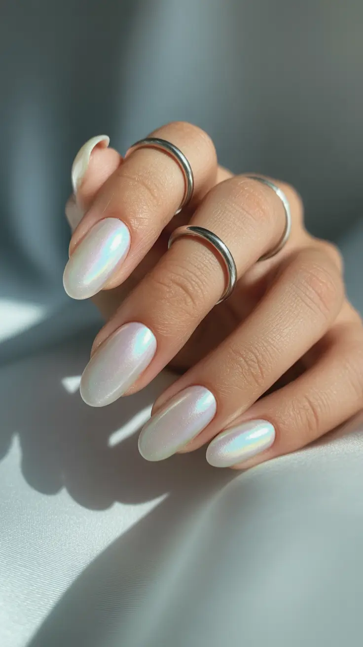 Best Simple Winter Nail Looks 2025-2026 Pearly White Elegance