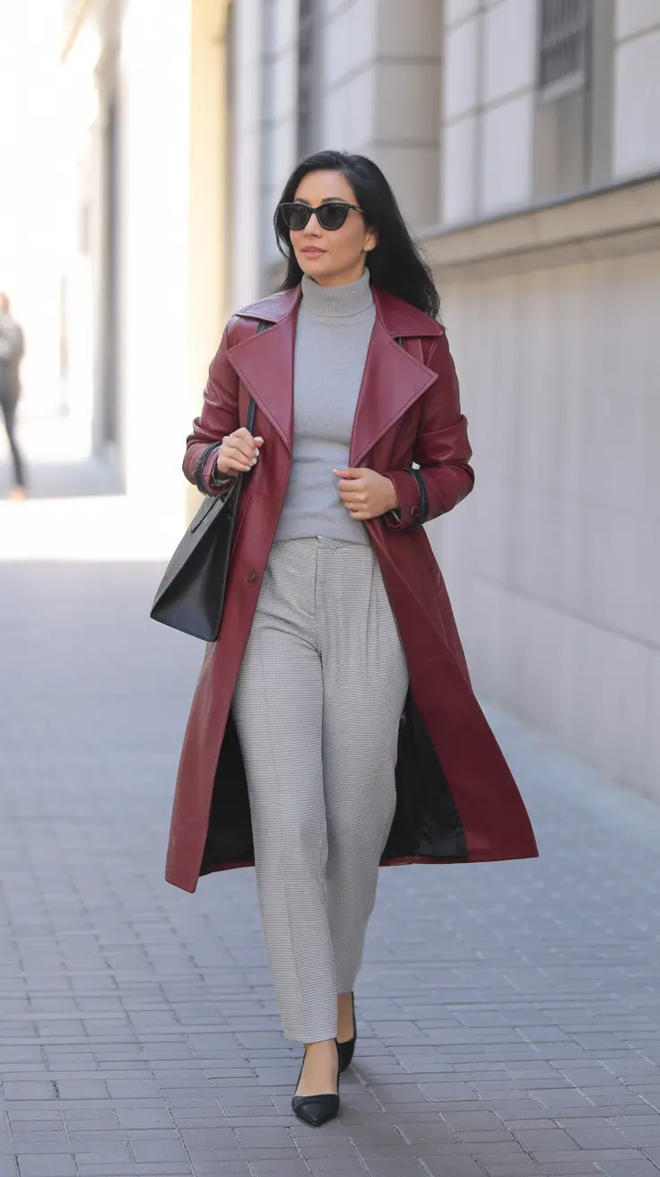 casual outfits for women 2026 Wine and Steel Sophisticated Edge