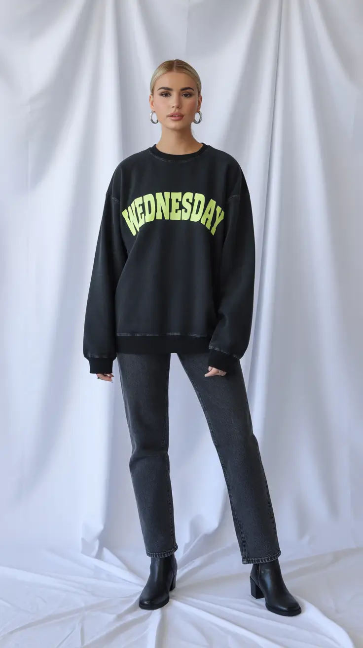 casual outfits for women 2026 Graphic Attitude Black and Neon Balance