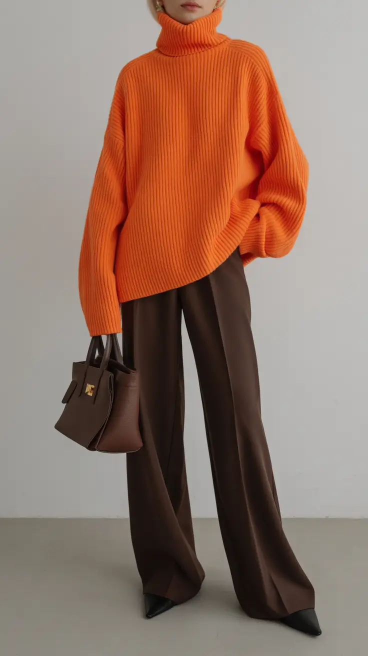 casual outfits for women 2026 Autumn Energy Orange and Chocolate Harmony