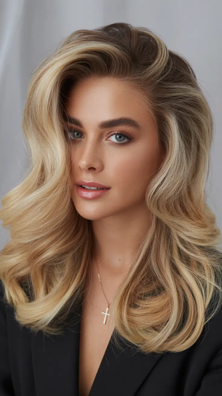 christmas hairstyles ideas 2025 Golden Bombshell Volume