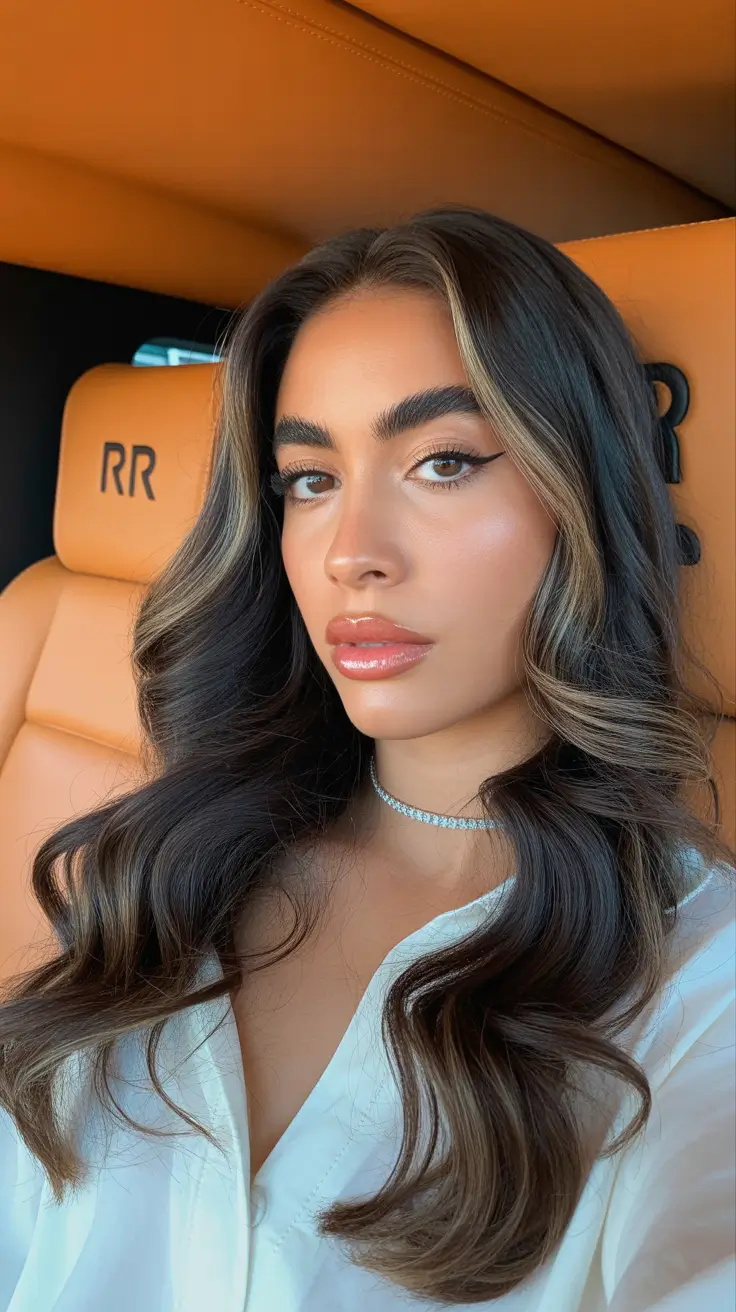 christmas hairstyles ideas 2025 Glam Waves With Face-Framing Highlights