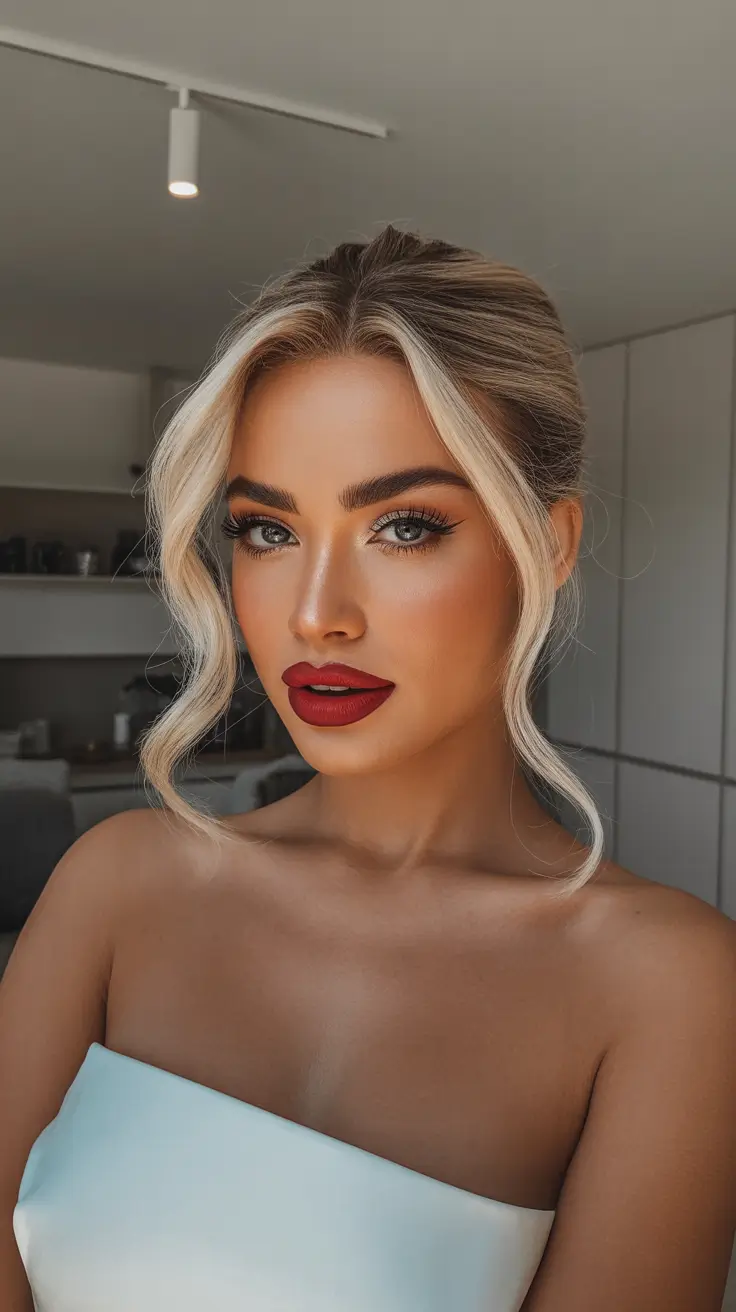 christmas hairstyles ideas 2025 Soft Romantic Updo with Loose Strands