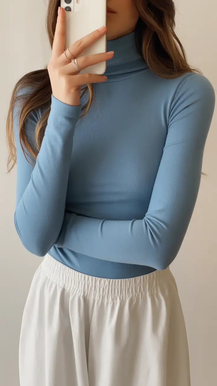 cold weather outfits 2026 Blue Minimalism with Warm Undertones