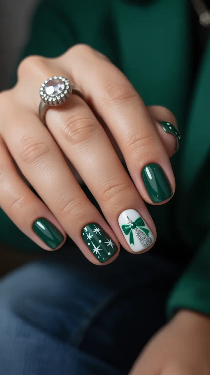 Cute Green Christmas Nails 2025 Classic Emerald with Festive Accents