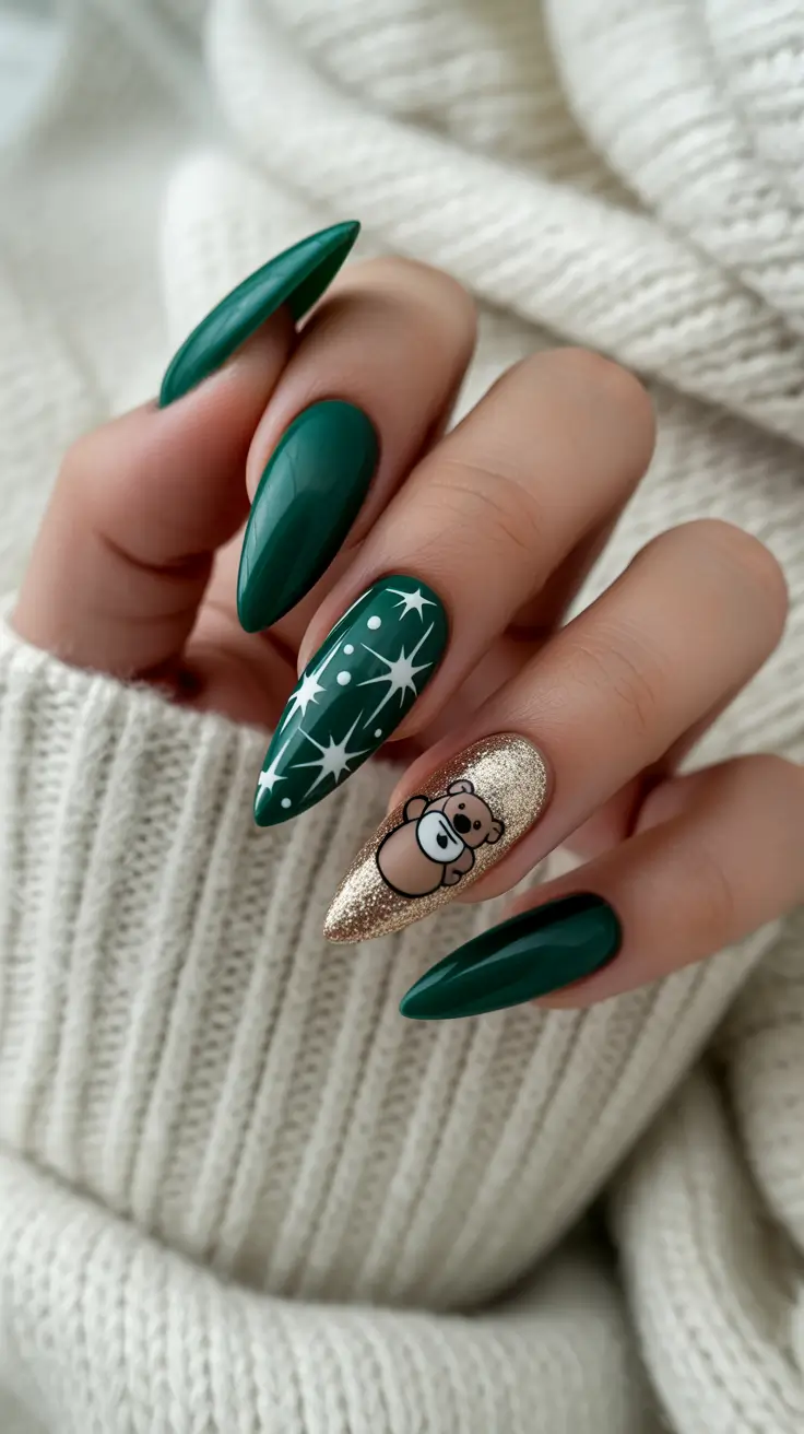Cute Green Christmas Nails 2025 Festive Forest Story