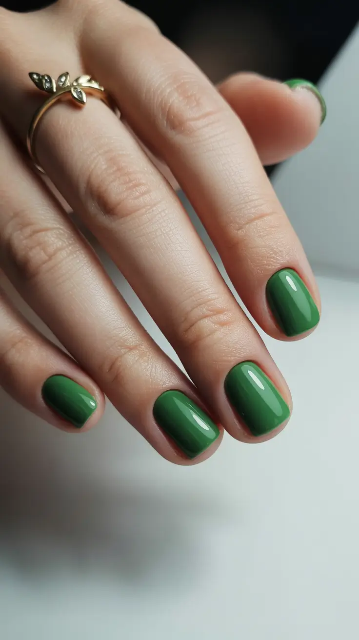Cute Green Christmas Nails 2025 Soft Olive Serenity