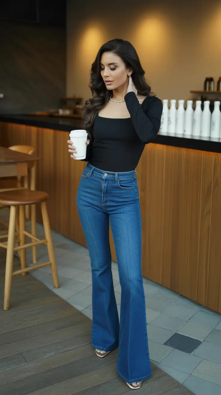 cute outfits 2026 Cafe Hour Flare