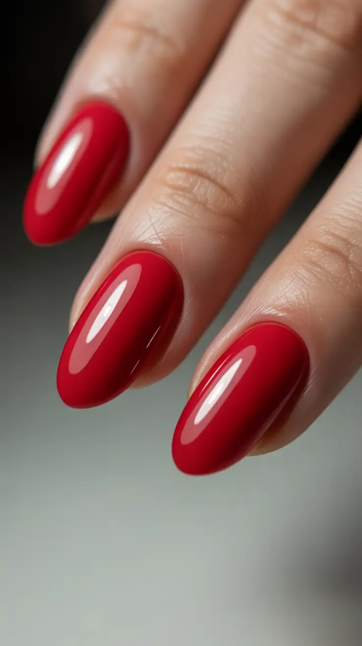 Cute Simple Nail Ideas for Christmas 2025 Classic Red with a Modern Edge