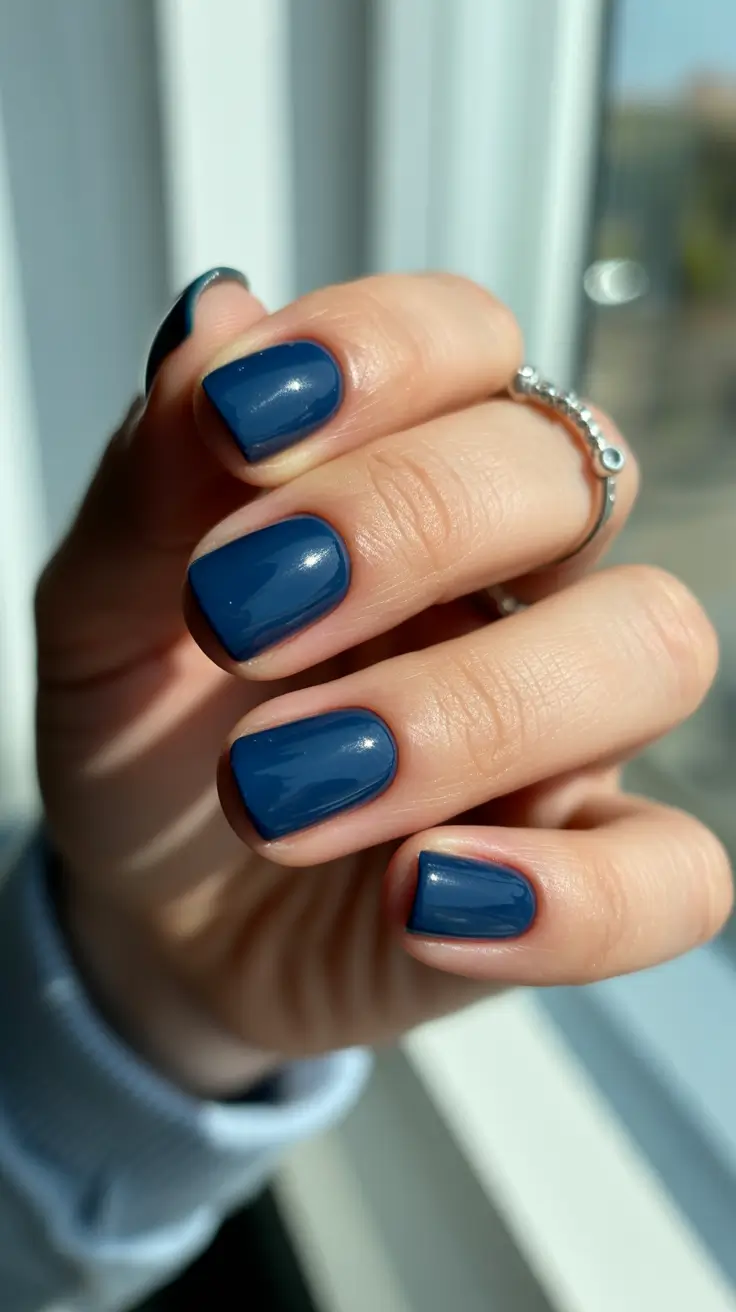 Cute Simple Nail Ideas for Christmas 2025 Midnight Blue Elegance
