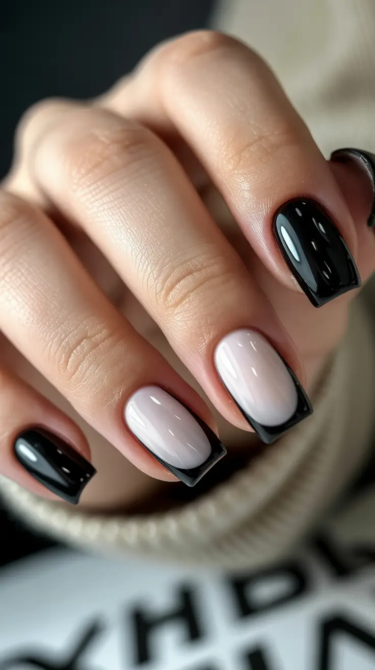 Cute Simple Nail Ideas for Christmas 2025 Modern French Noir