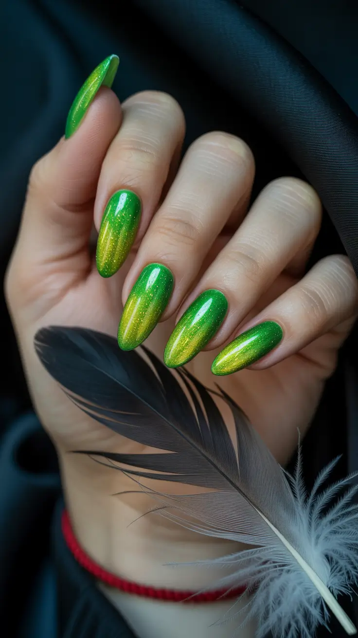 Easy Nail Trends Christmas 2025 Emerald Glow Gradient