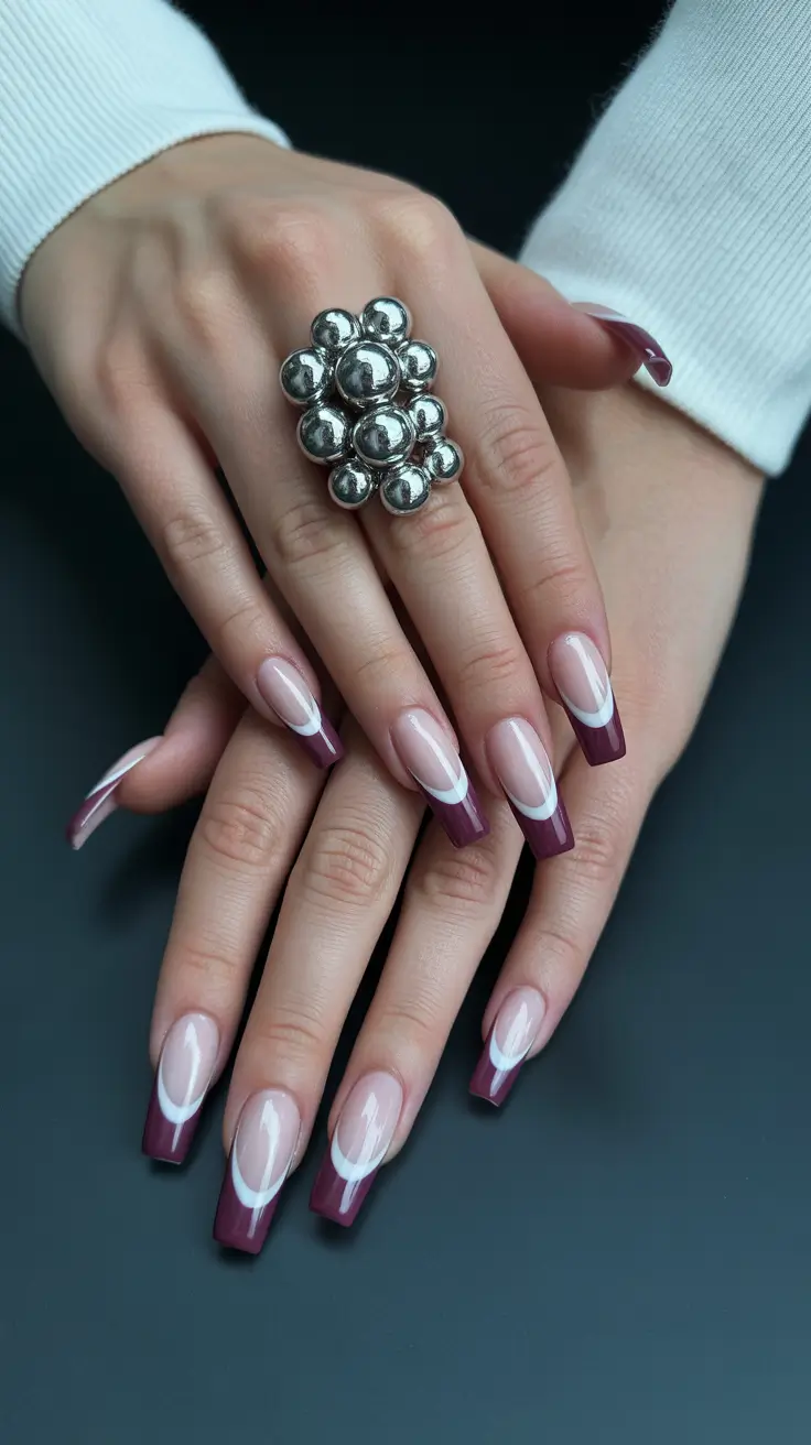 Easy Nail Trends Christmas 2025 Plum Perfection French