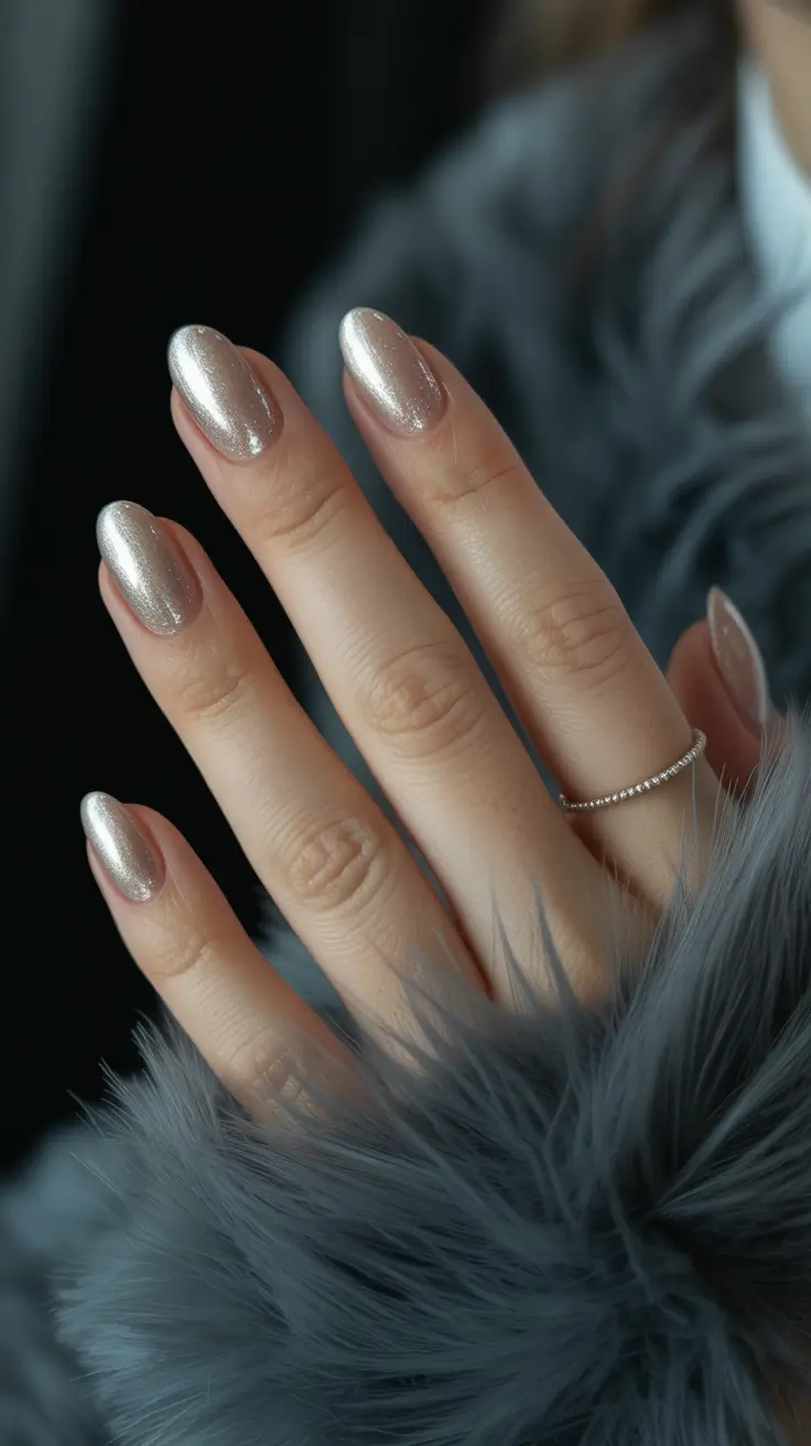 Easy Nail Trends Christmas 2025 Champagne Glow Metallic
