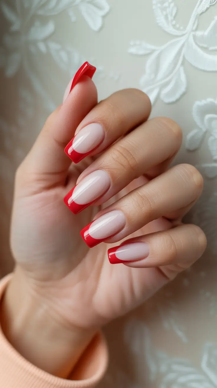 Easy Nail Trends Christmas 2025 Scarlet Minimal French