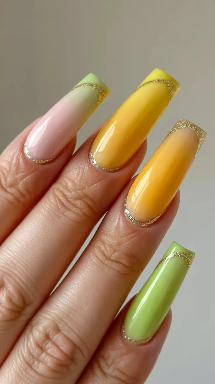 Easy Nail Trends Christmas 2025 Golden Citrus Glow