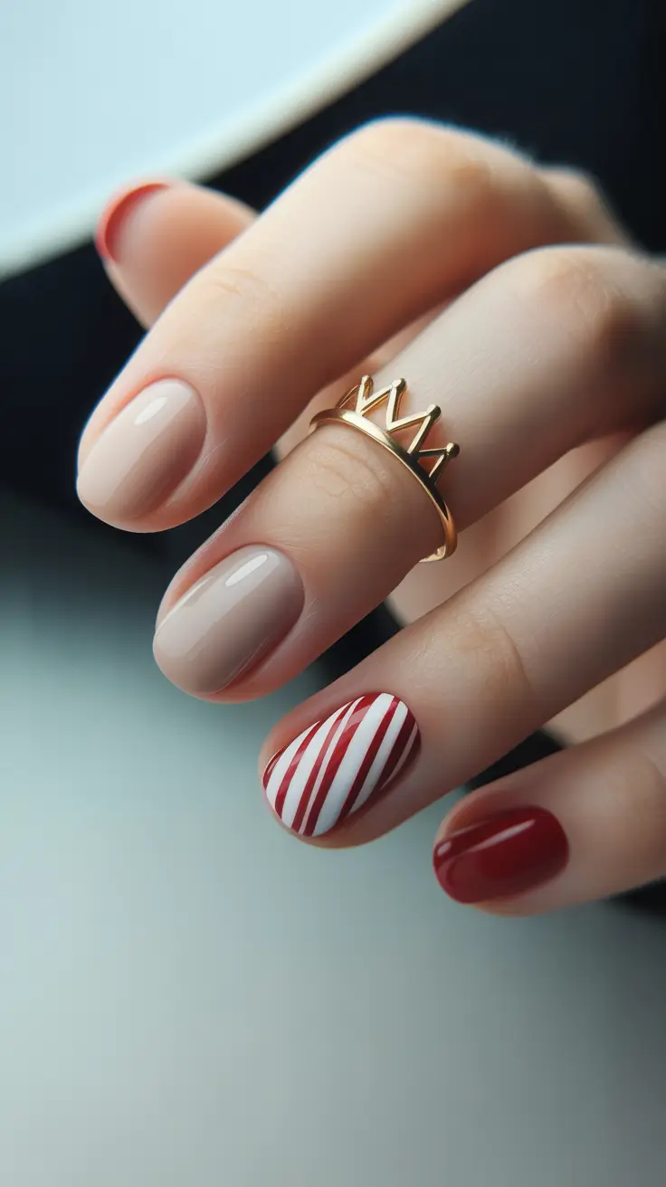 Everyday Winter Nails Ideas 2025-2026 Candy Cane Chic