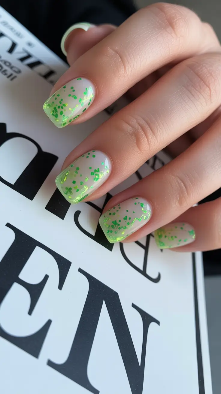 Everyday Winter Nails Ideas 2025-2026 Mint Confetti Glow