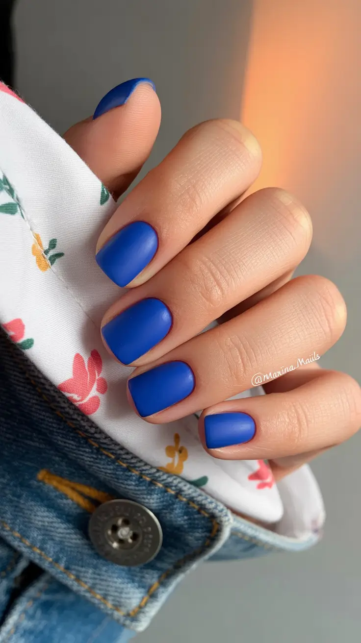 Everyday Winter Nails Ideas 2025-2026 Matte Royal Blue