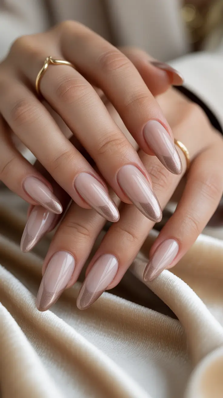 Everyday Winter Nails Ideas 2025-2026 Champagne Glow