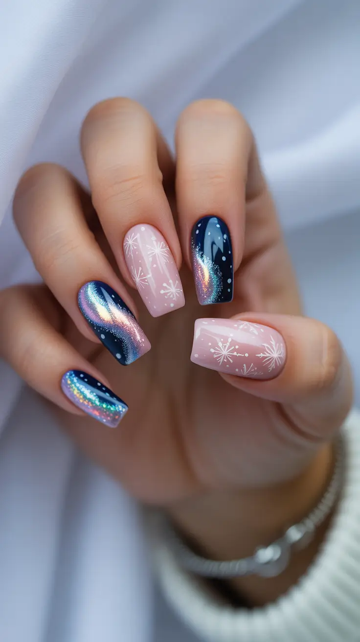 Everyday Winter Nails Ideas 2025-2026 Aurora Borealis Nights