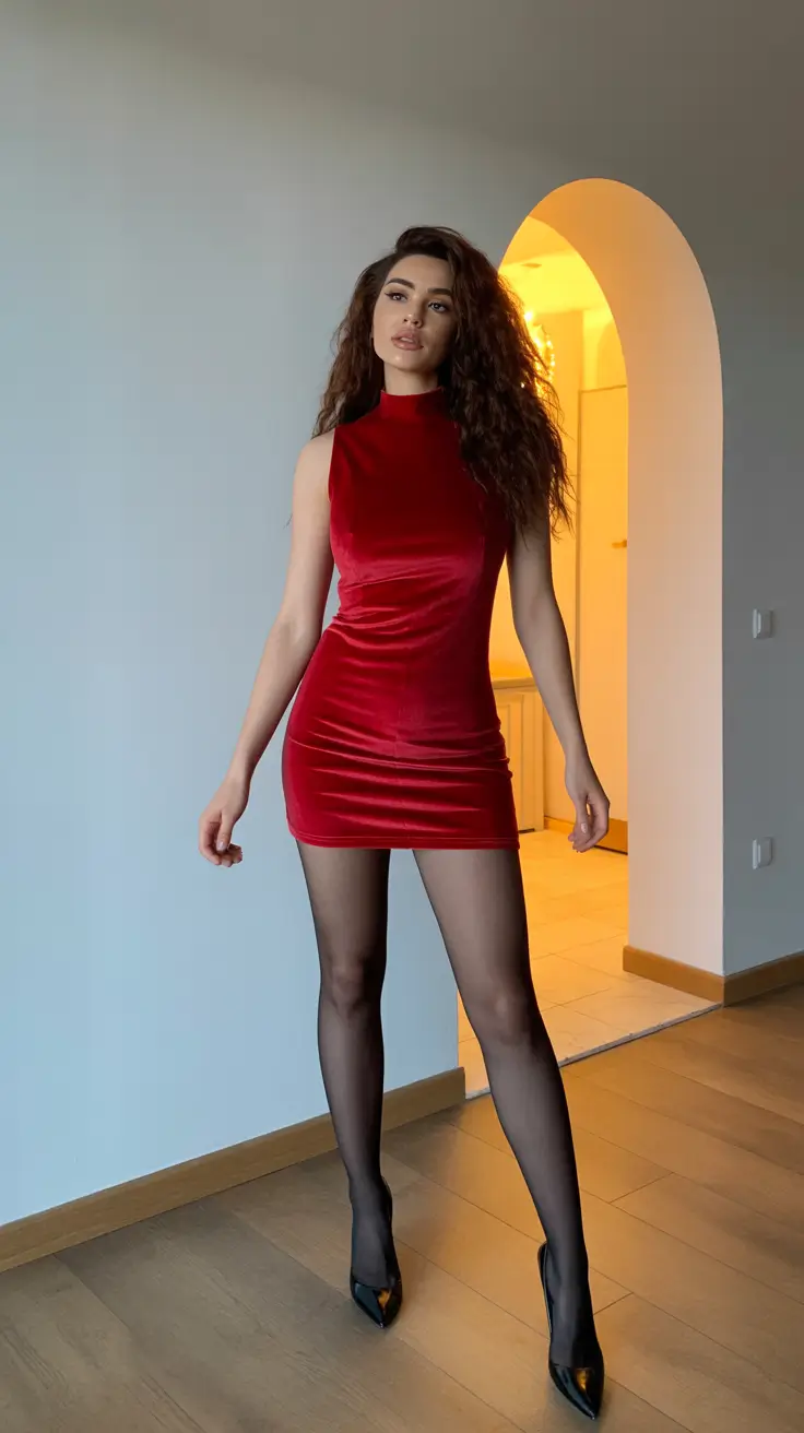 Fashion Christmas Party Outfit 2025 Velvet Flame Elegance