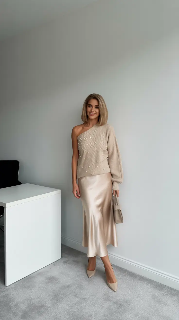 Fashion Christmas Party Outfit 2025 Golden Pearl Minimalism