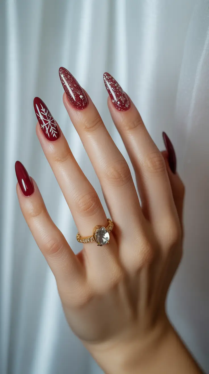 Festive Nail Designs Christmas 2025 Cranberry Snowfall